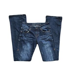 Cowgirl Tuff Bootcut Lazyday Jeans 27x35 Western Denim Low Rise Distressed Blue